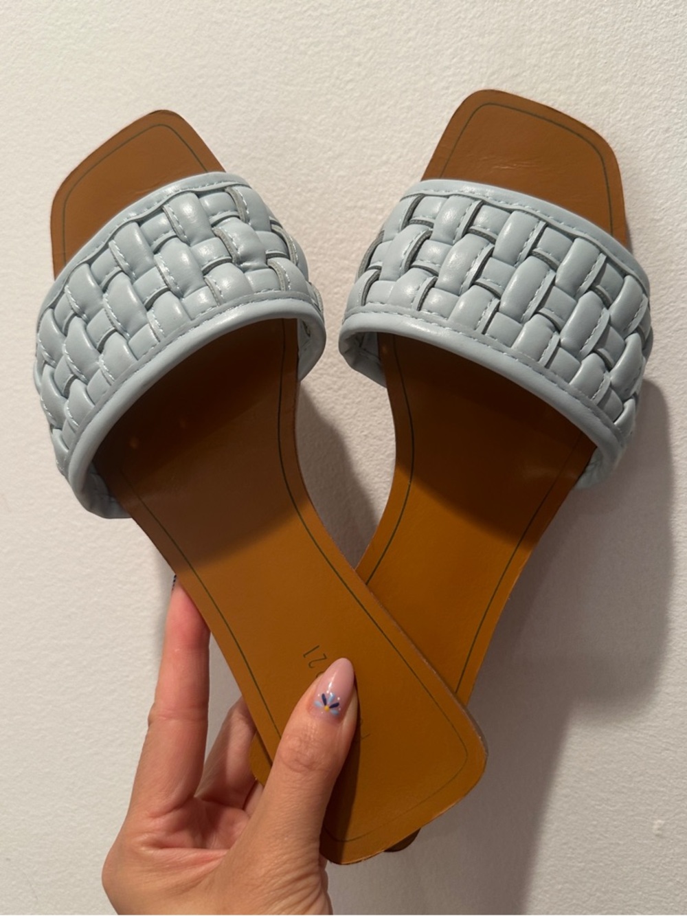 Forever 21 Baby Light Blue Woven Slide Sandal Mules
